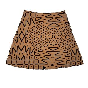 Haystacks Michigan Brown Black Textured Geometric Aztec A-Line Skirt Size Large